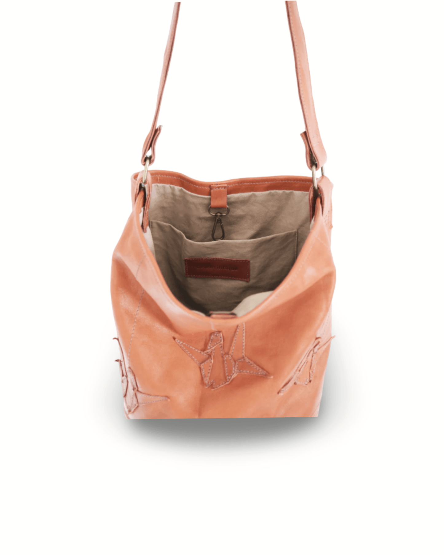Cranes Inspired Leather Hobo Bag - ORIEN VIN TIQUE