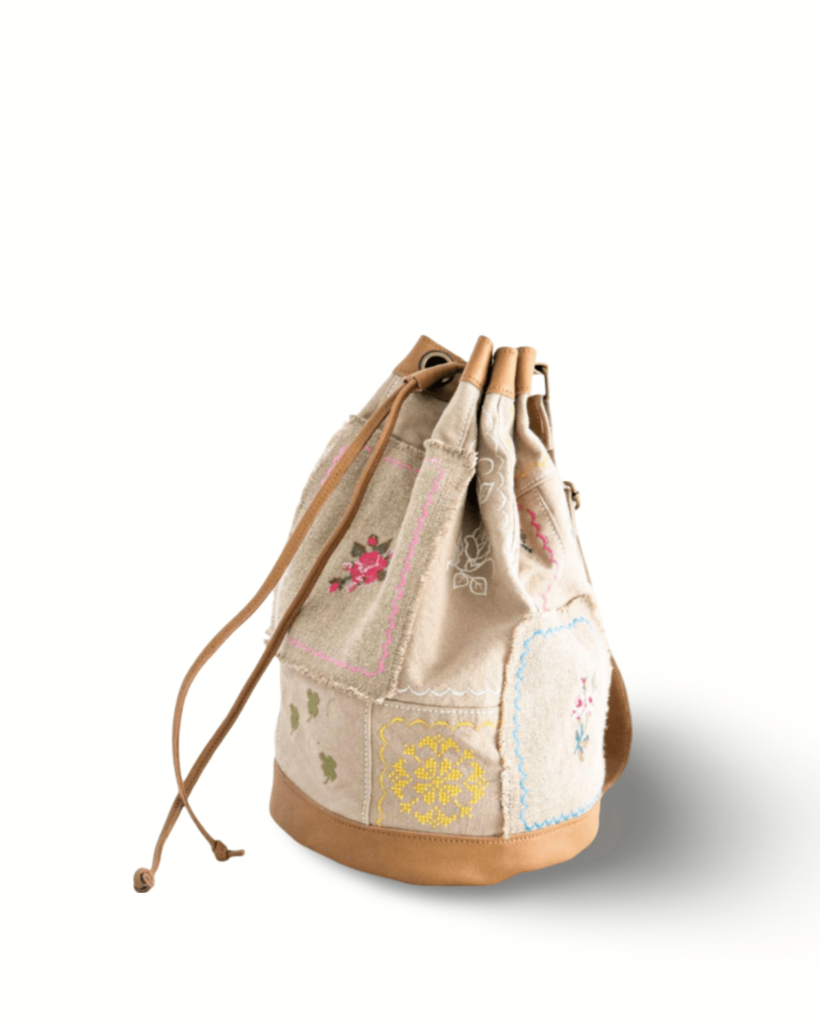 Embroidery Patchwork Bucket Bag - ORIEN VIN TIQUE