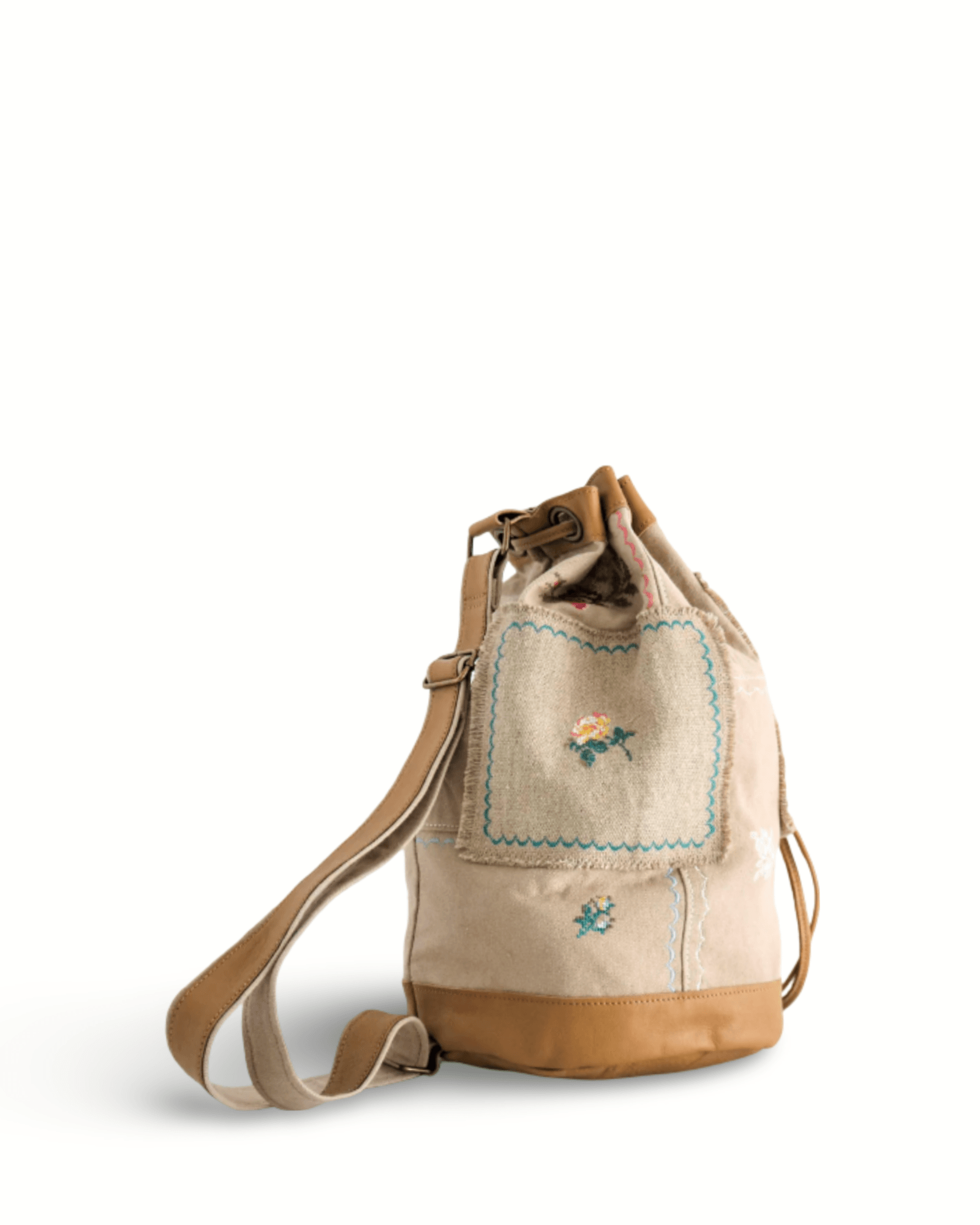 Embroidery Patchwork Bucket Bag - ORIEN VIN TIQUE