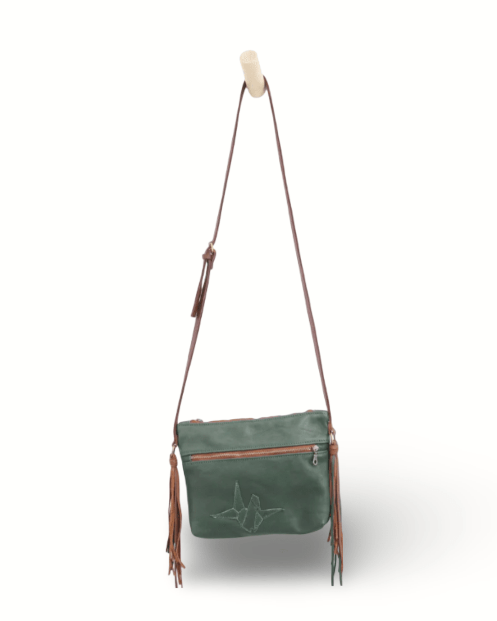 Forest Green Leather Crossbody Bag - ORIEN VIN TIQUE