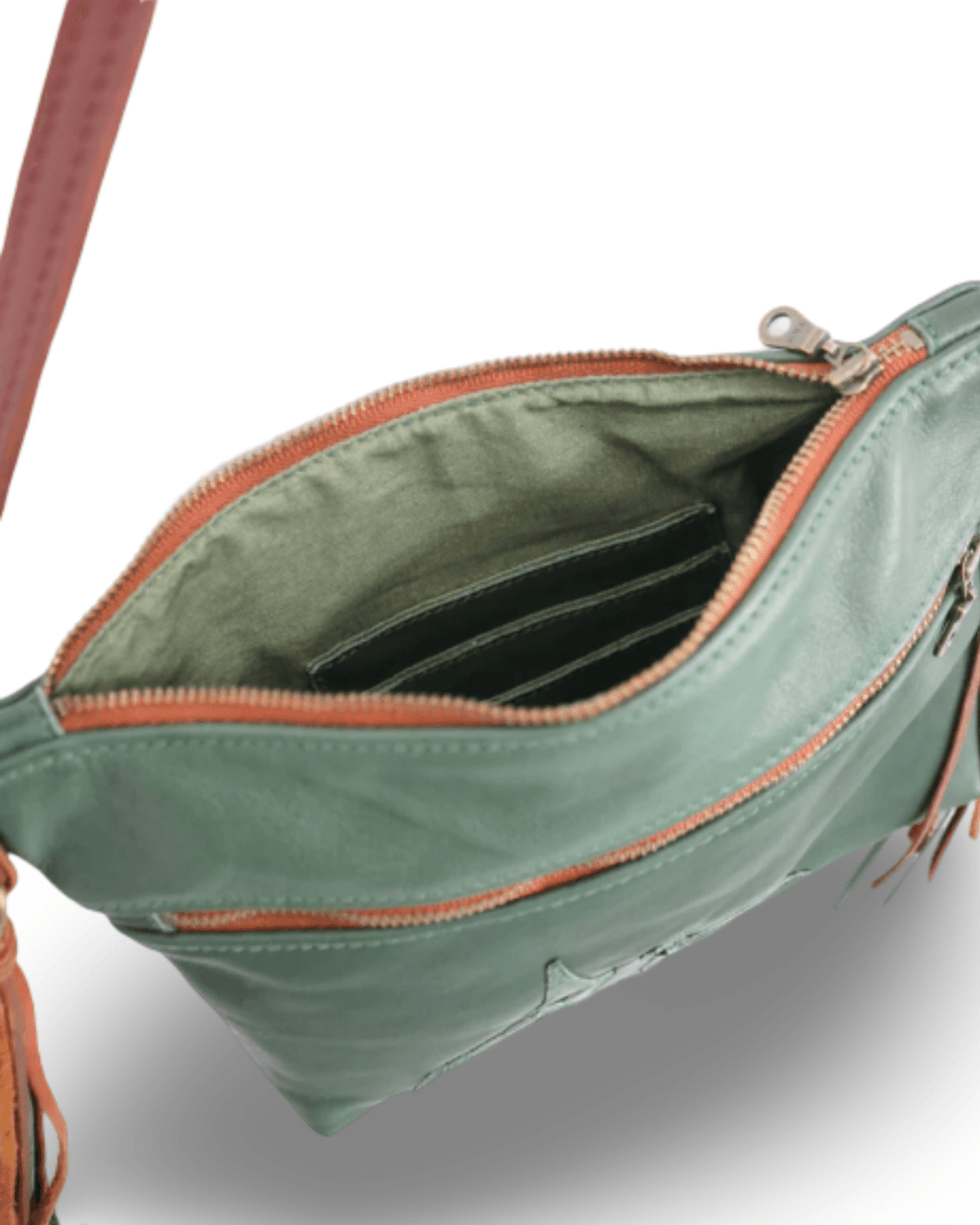 Forest Green Leather Crossbody Bag - ORIEN VIN TIQUE