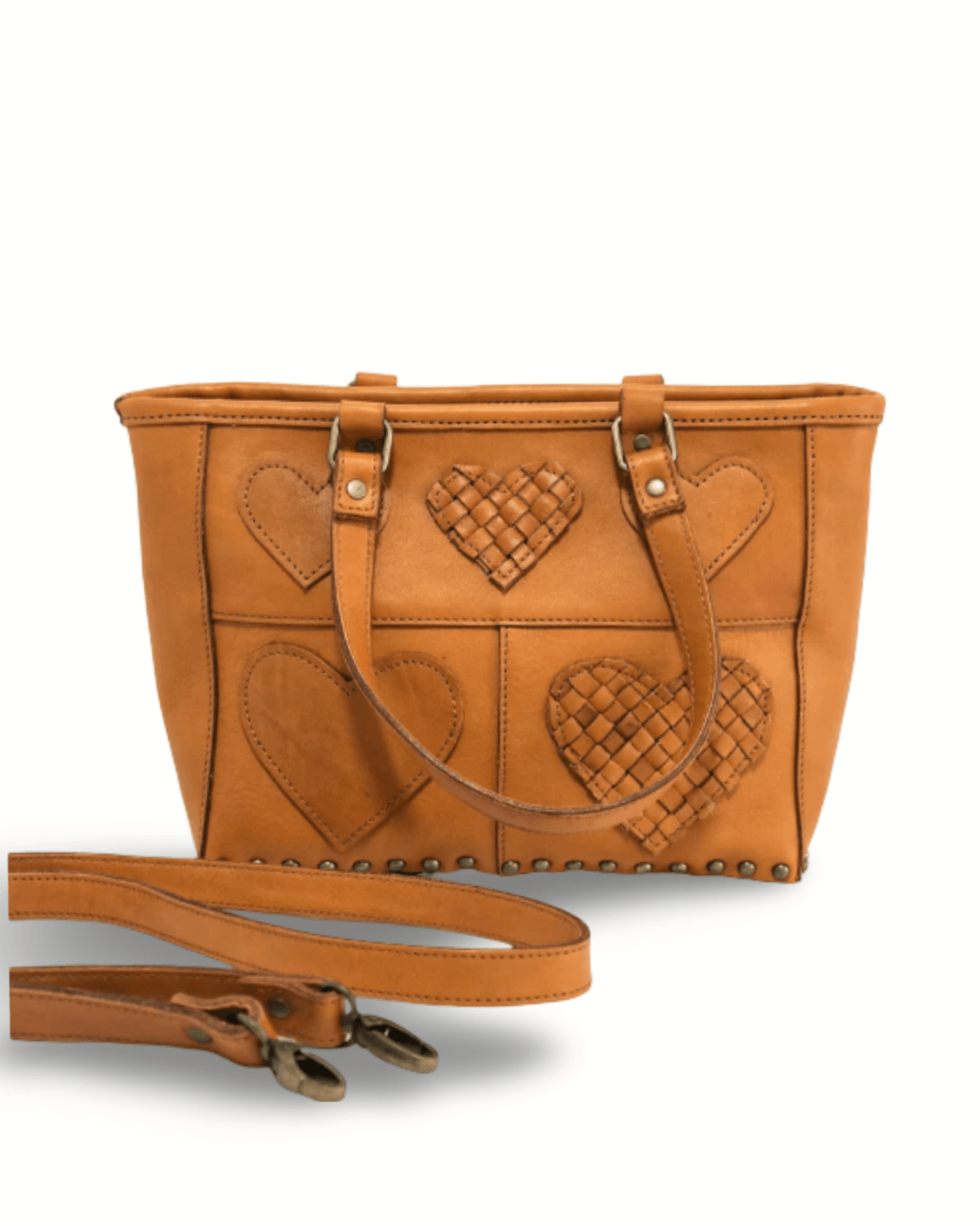 Heart Patches Leather Bag - ORIEN VIN TIQUE