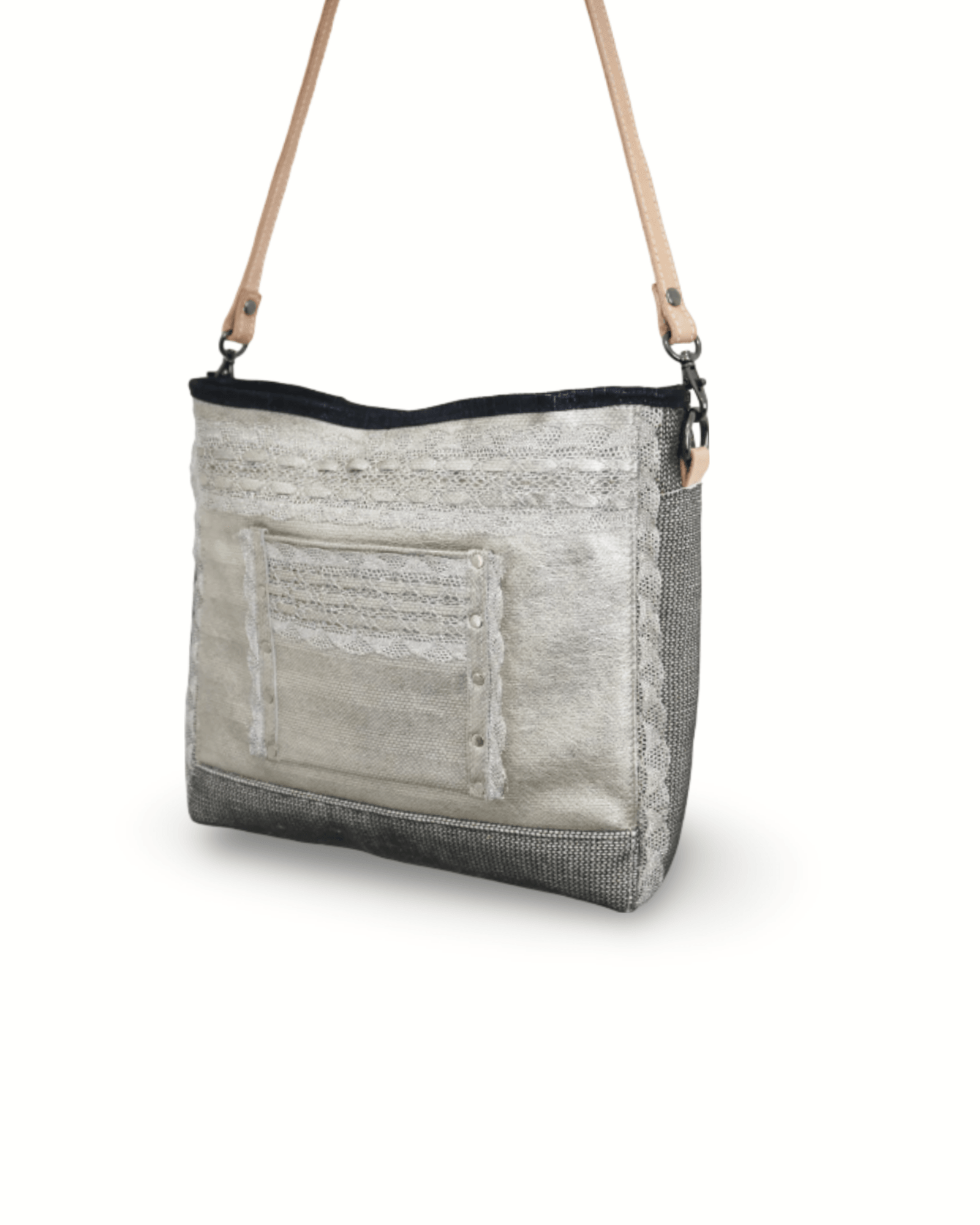 Metallic Leather with Mesh Accents bag - ORIEN VIN TIQUE