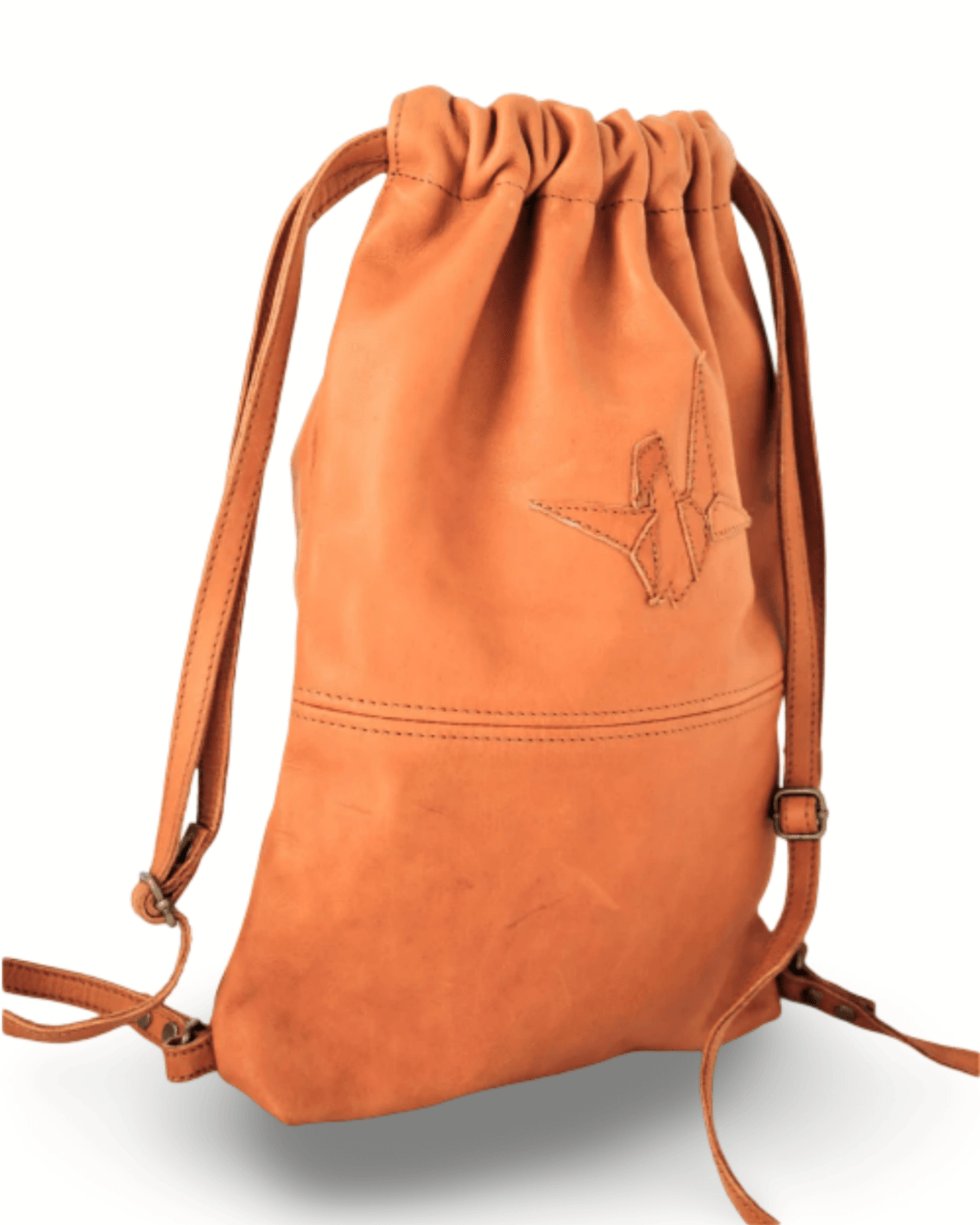 Origami Crane Inspired Leather Drawstring Backpack - ORIEN VIN TIQUE