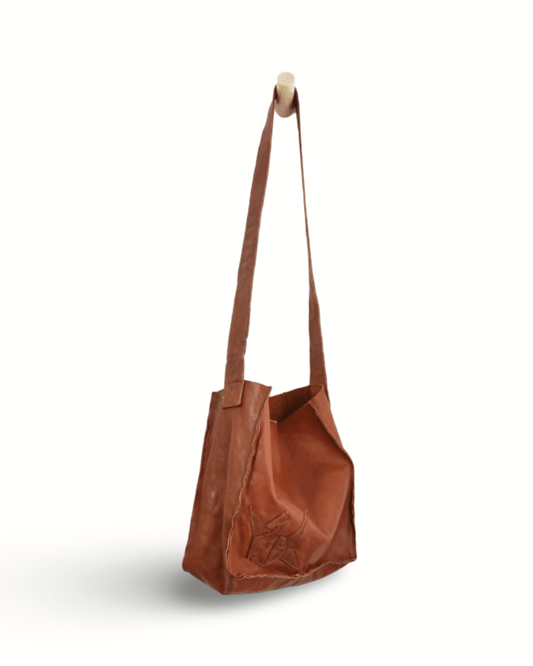 Origami Cranes Patched Leather Hobo - ORIEN VIN TIQUE