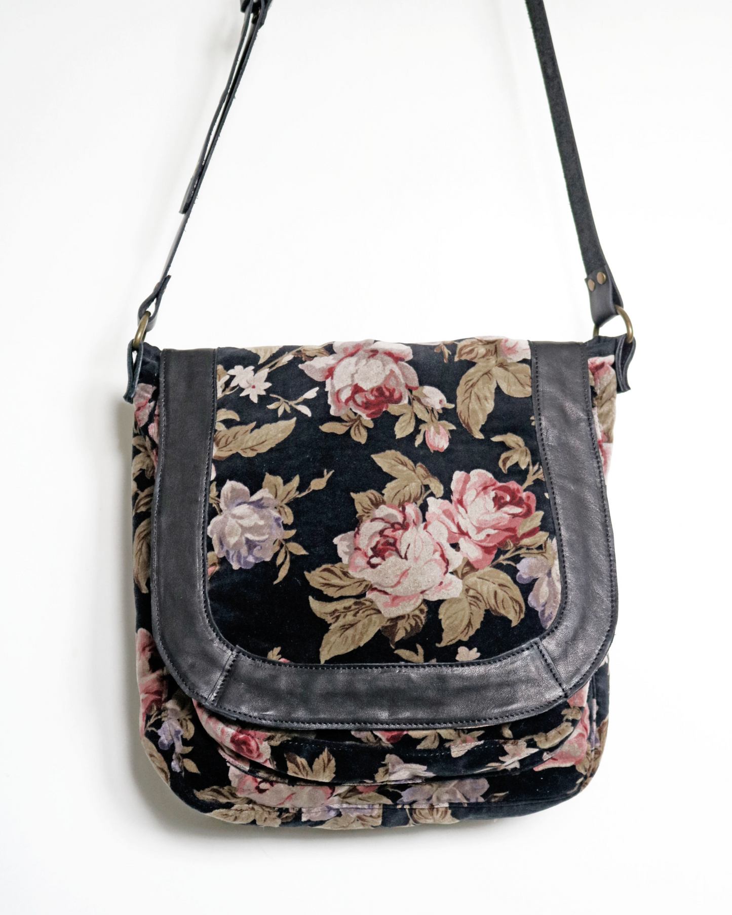 Cotton Velvet Rose Messenger Bag
