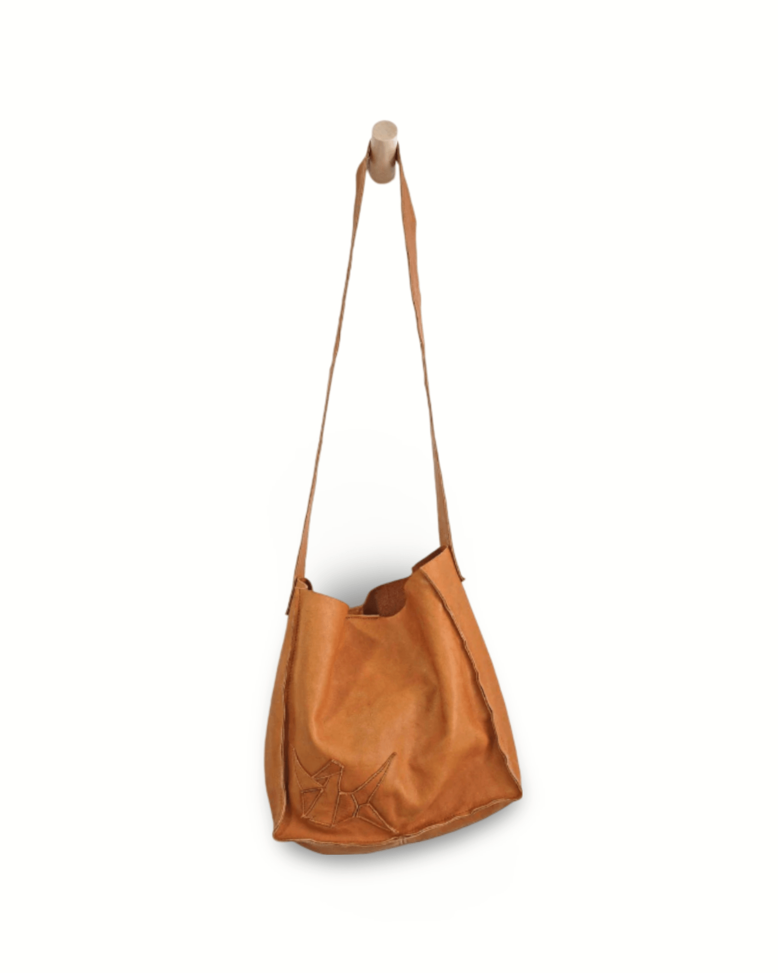 Origami Cranes Patched Leather Hobo - ORIEN VIN TIQUE