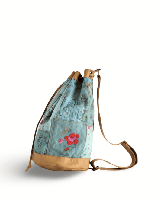 Floral Drawstring Bucket Bag - ORIEN VIN TIQUE