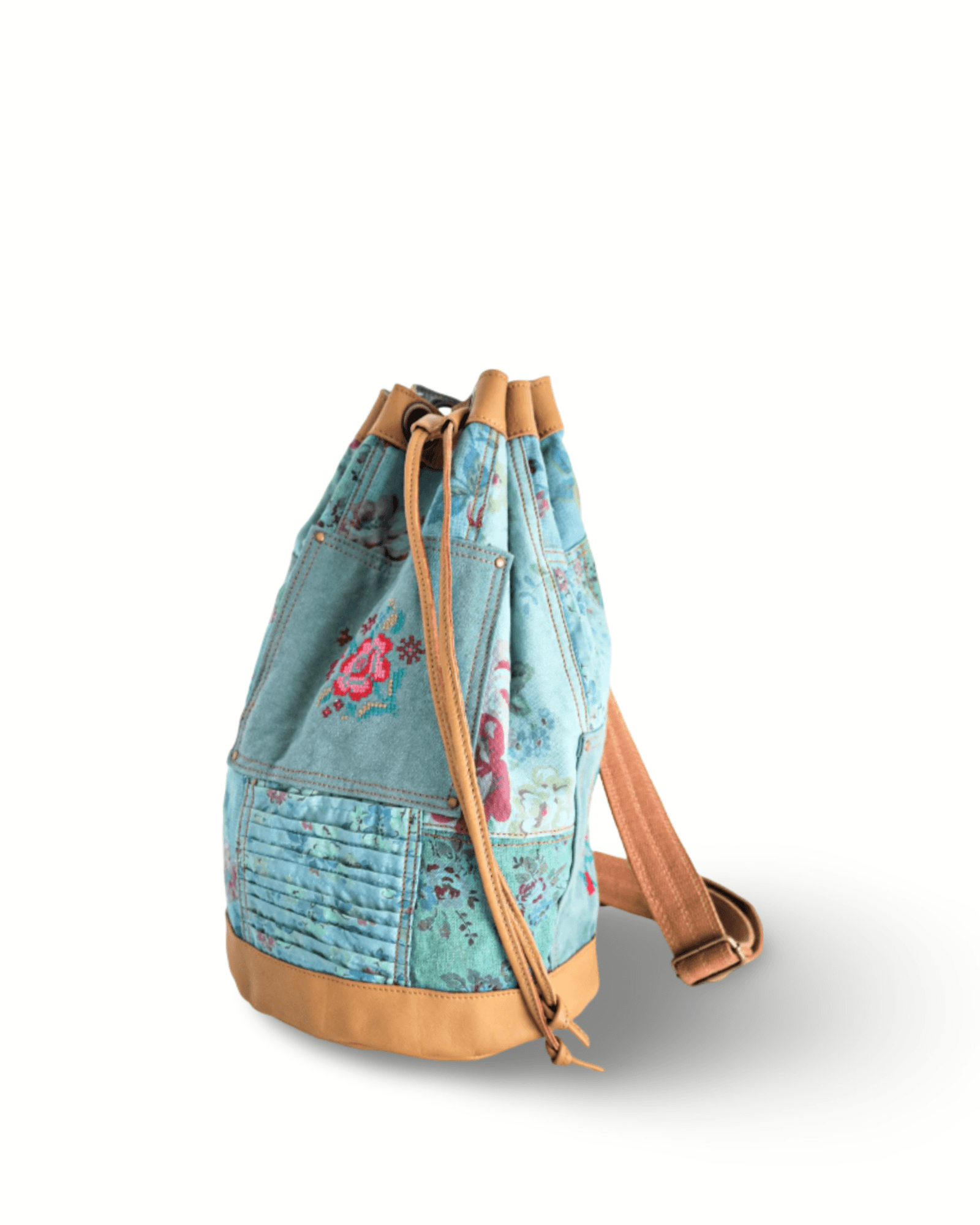 Floral Drawstring Bucket Bag - ORIEN VIN TIQUE
