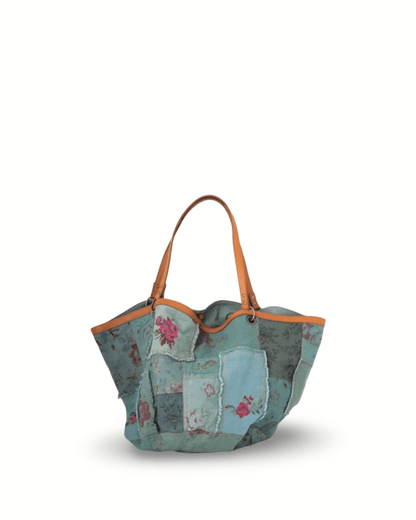 Oversized Floral Patchwork Canvas Tote